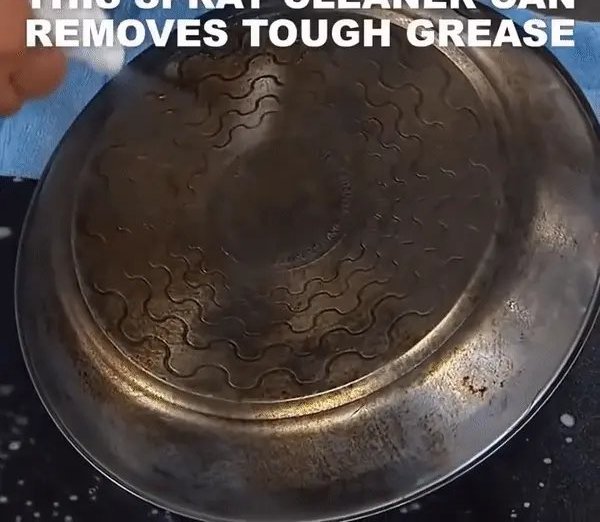 A greasy frying pan being cleaned